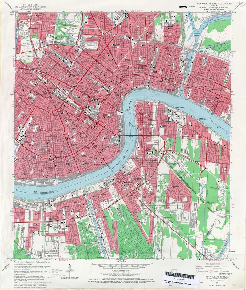 Map: New Orleans Section and West Bank 1966 Map