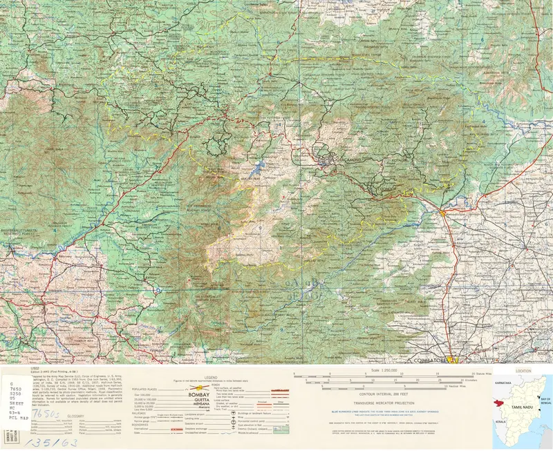 Map: Nilgiris District Map 1953 with Legend