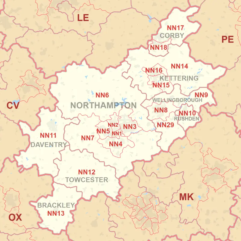 Map: Nn Postcode Area Map