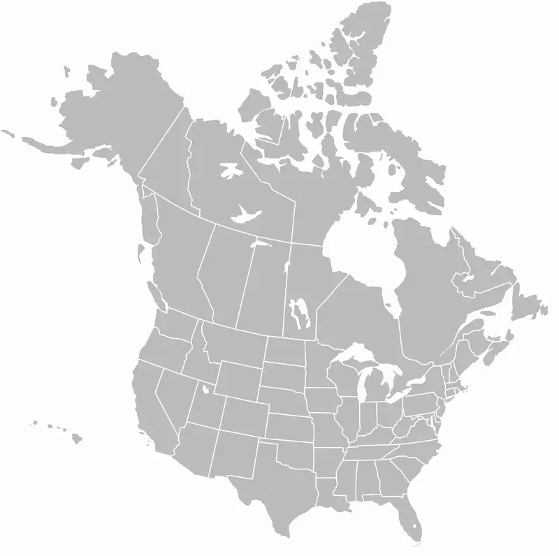 Map: North America Blank Map with State and Province Boundaries