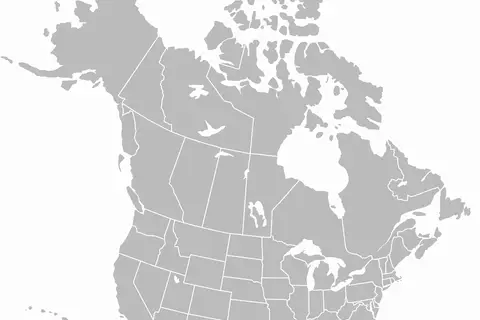 Map: North America Blank Map with State and Province Boundaries