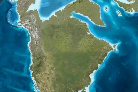 Map: North America coastline at the last Ice Age