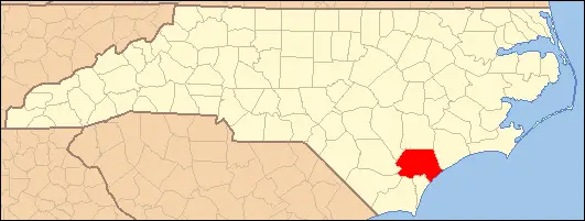 Map: North Carolina Map Highlighting Pender County