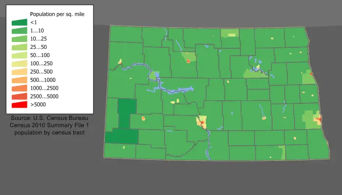 Map: North Dakota Population Map