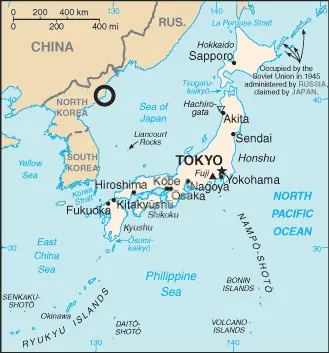 Map: North Korea Launch Site in Sea of Japan Map