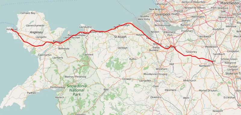 Map: North Wales Coast Line Map