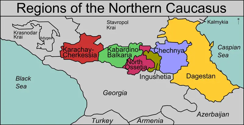 Map: Northern Caucasus Regions Map