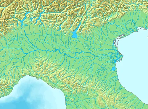 Map: Northern Italy River Blank Map