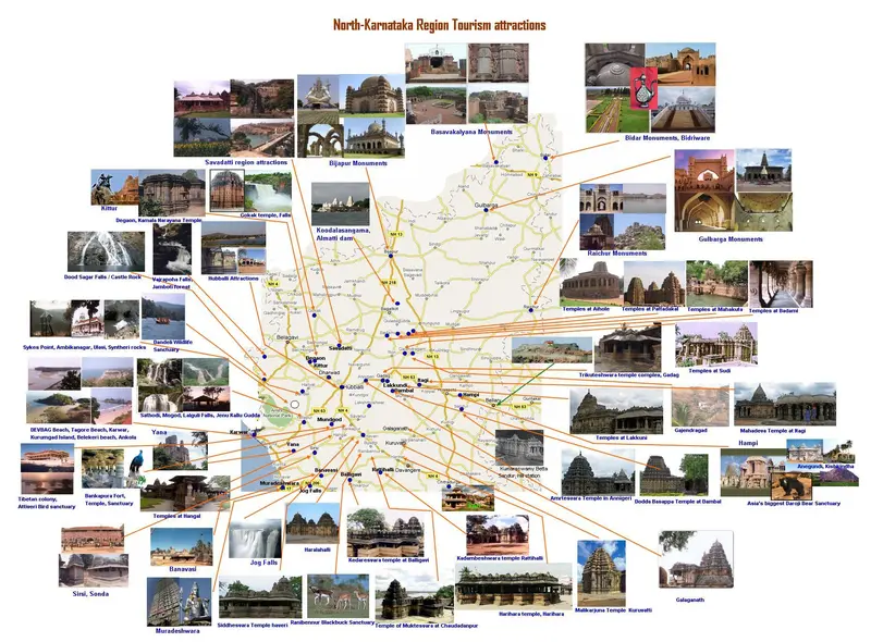 Map: Northkarnataka Region Tourism Map Manjuanth Doddamani