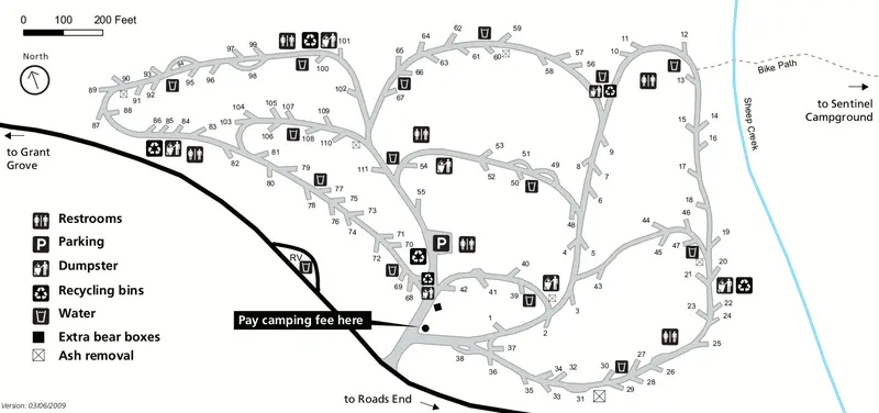 Map: NPS Sequoia Kings Canyon Sheep Creek Campground (Maps)