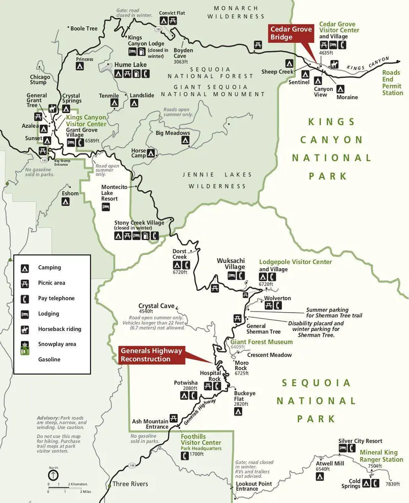 Map: Nps Sequoiakingscanyonprintableroad Map