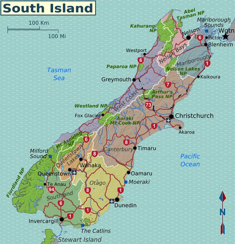 Map: Nz South Island Map2