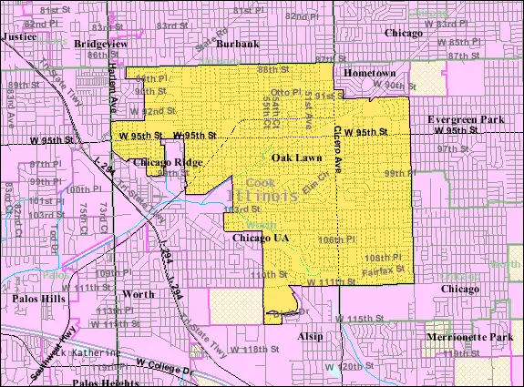Map: Oak Lawn Il 2009 Reference Map