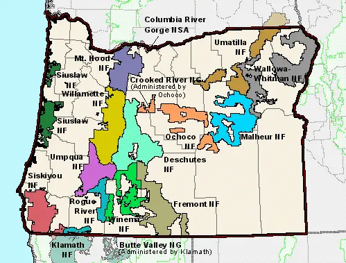 Map: Oregon National Forest Map
