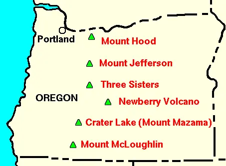 Map: Oregon Volcanoes Map