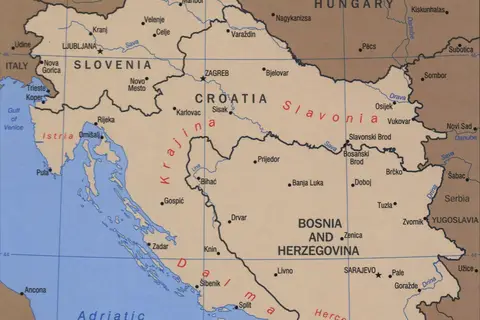 Map: Outline Map of Slovenia Croatia and Bosnia and Hercegovina Cropped