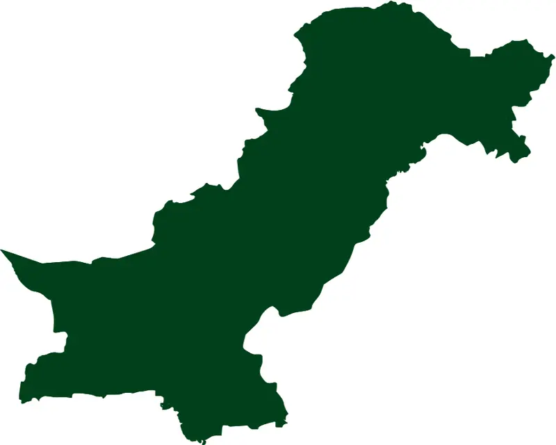 Map: Pakistan Map Isolated Filled Green with Full Kashmir