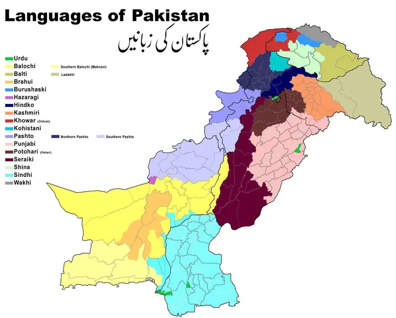 Map: Pakistani Languages Map