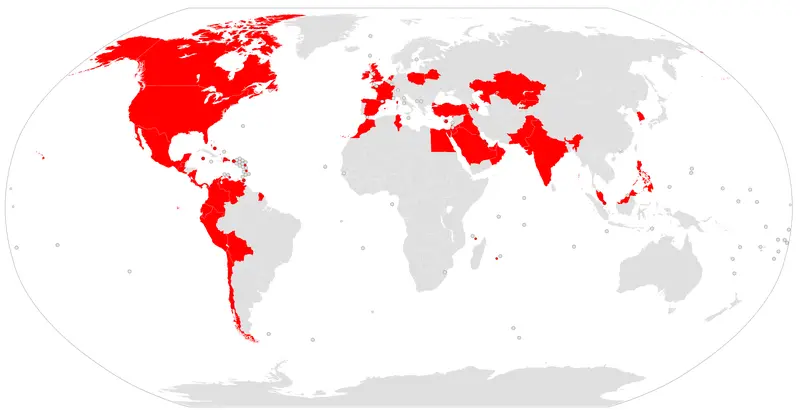 Map: Papa Johns Pizza World Map