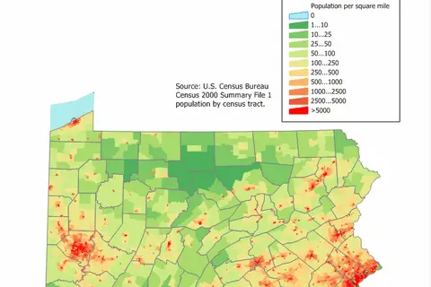 Map: Pennsylvania Population Map 1