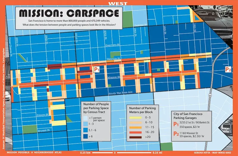 Map: People vs Parking Spaces in the Mission District of San Francisco