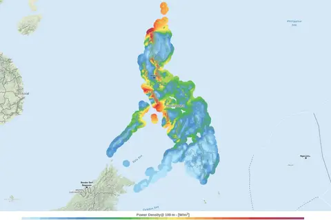 Map: Philippines Wind Power Density Map