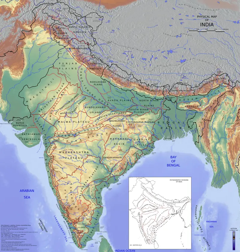 Map: Physical Map of India