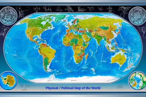 Map: Physical Political World Map