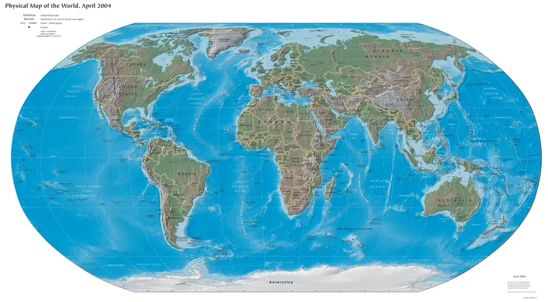 Map: Physical World Map 20040401