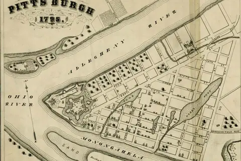 Map: Pittsburgh 1795: a city still based around the fort built in the Seven Years War