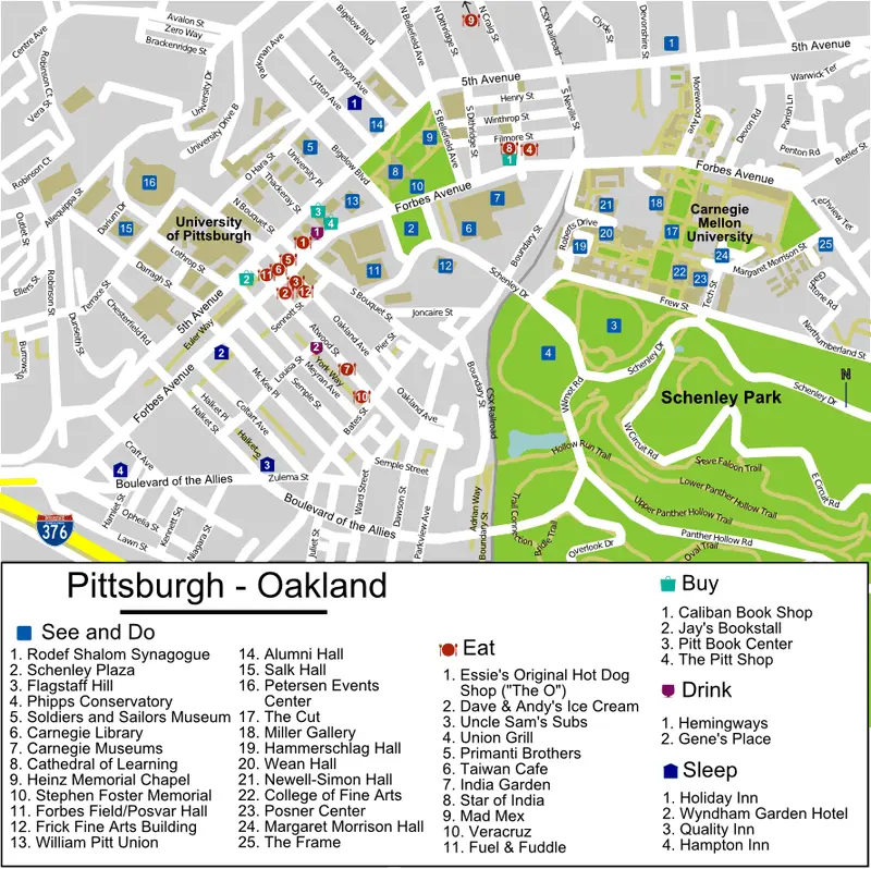 Map: Pittsburgh Oakland Map