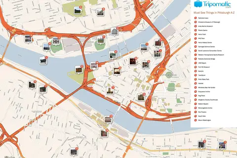 Map: Pittsburgh Printable Tourist Attractions Map