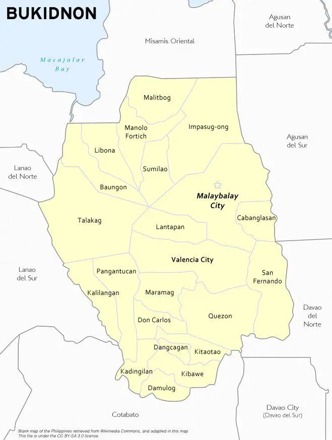 Map: Political Map of Bukidnon