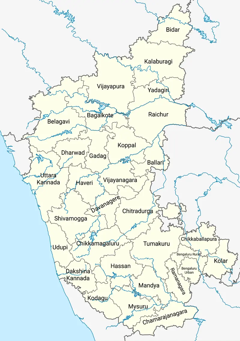 Map: Political Map of Indian State of Karnataka