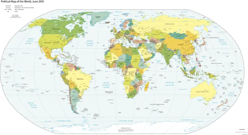 Map: Political Map of the World June 2010