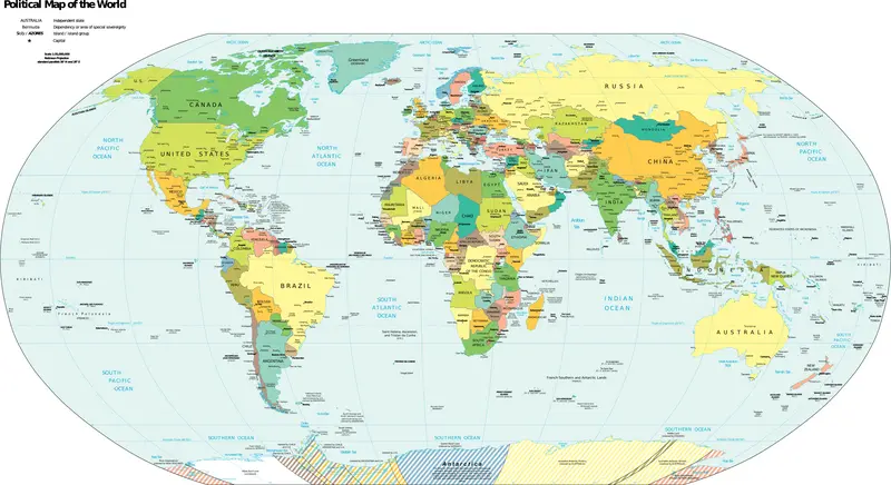 Map: Political World Map with Disputed Territories