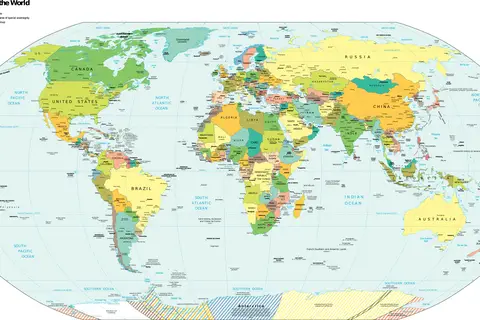 Map: Political World Map with Disputed Territories