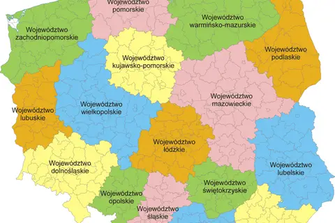 Map: Polska Mapa Woj Z Powiatami