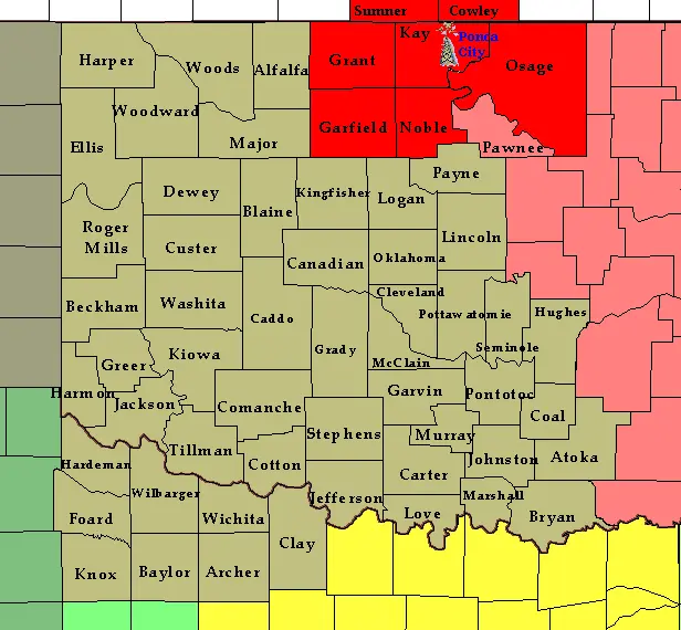 Map: Ponca City Wwf42 County Map
