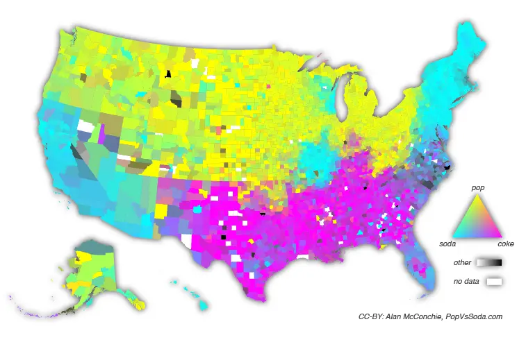 Map: “Pop” vs. “Soda” by state.