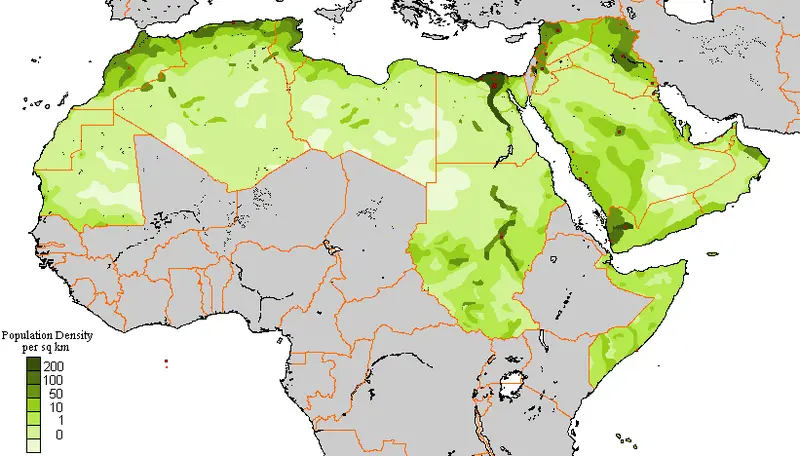 Map: Population density of the Arab world