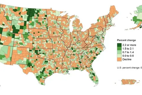 Map: Population Growth in the United States between 2011 and 2012