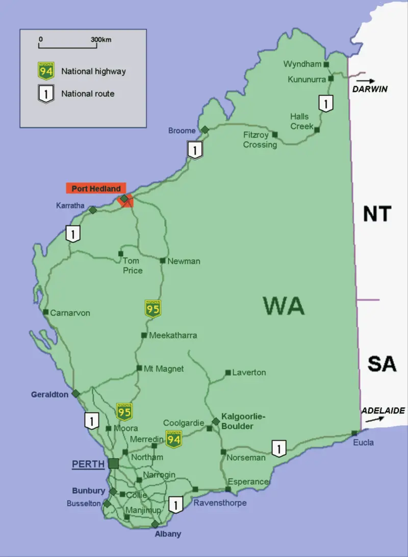 Map: Port Hedland Location Map in Western Australia