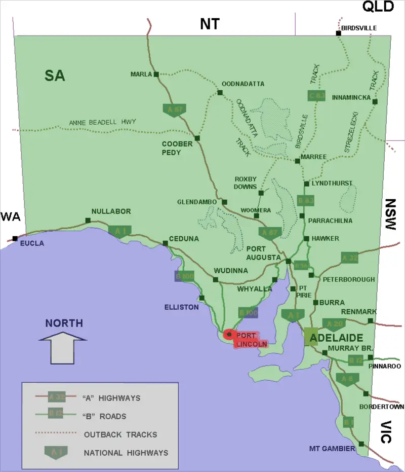 Map: Port Lincoln Location Map in South Australia