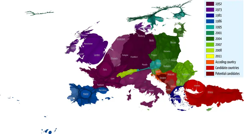 Map: Positive image towards European Union in EU countries (2014 survery)