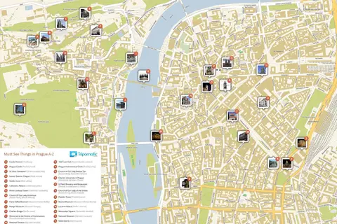 Map: Prague Printable Tourist Attractions Map