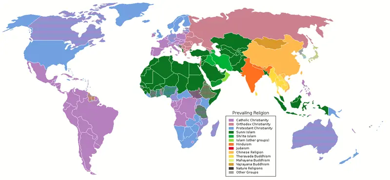Map: Prevailing World Religions Map