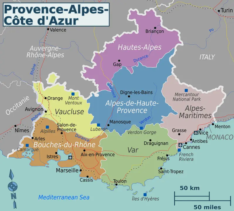 Map: Provencealpescote Dazur Wv Region Map 2017 En