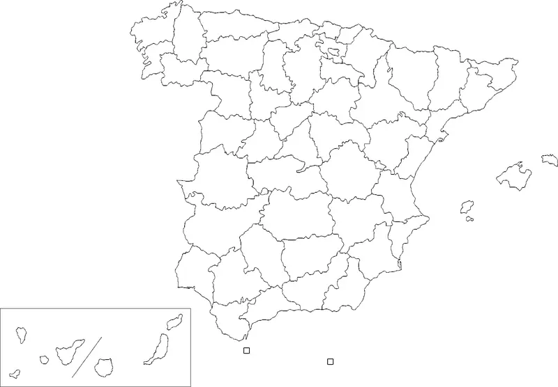 Map: Provinces of Spain Blank Map
