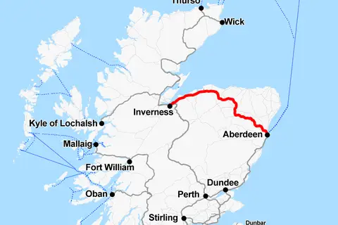 Map: Rail Map Scotland Invernessaberdeen Line